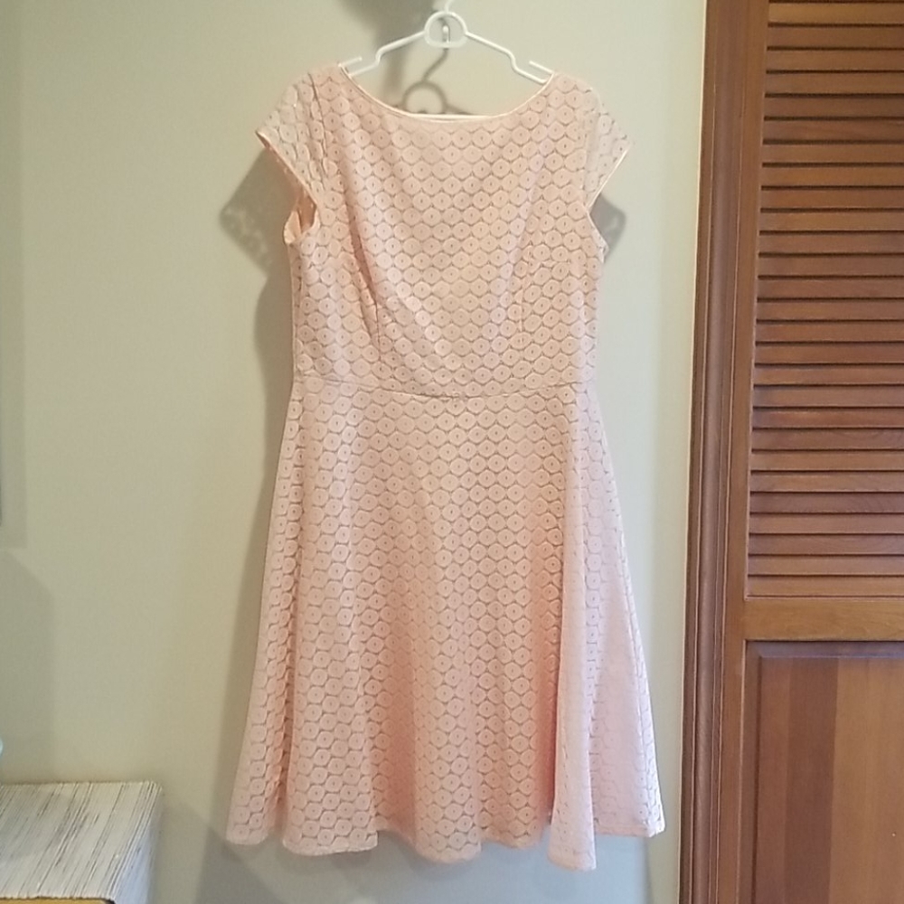 Cap sleeve peach eyelet dress